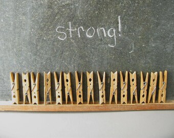 Vintage Wood Clothespins, Spring, Clip, wooden, lot, 15