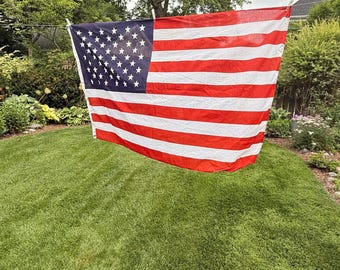 Vintage 50 star US flag, cotton, bunting printed