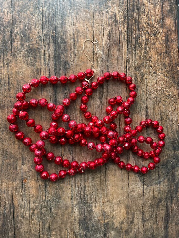 Vintage Mercury Glass Beads Mercury Glass Bead Garland Red Etsy