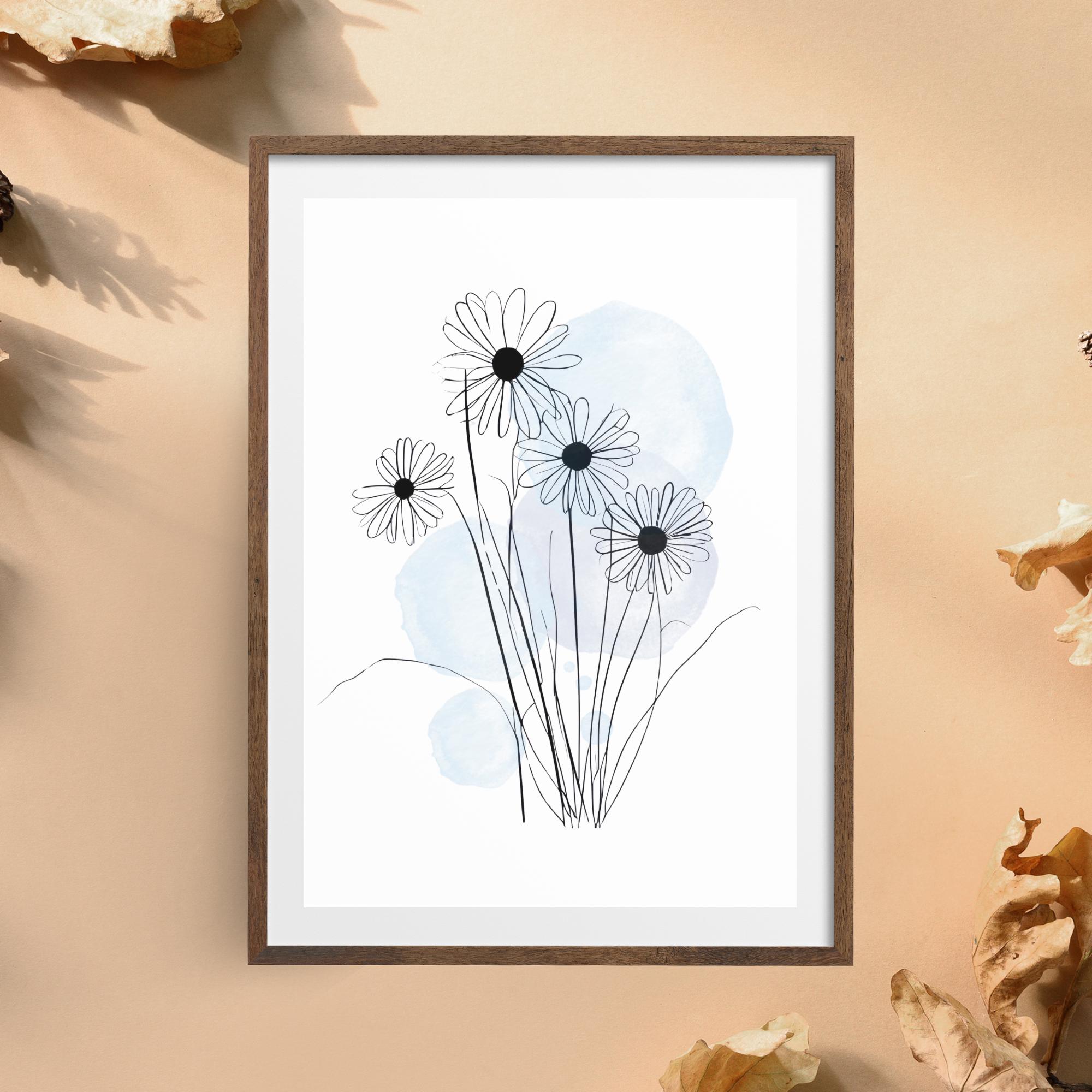Minimalist Floral Line Art Print Set Wall Decor Modern Abstract Flower ...