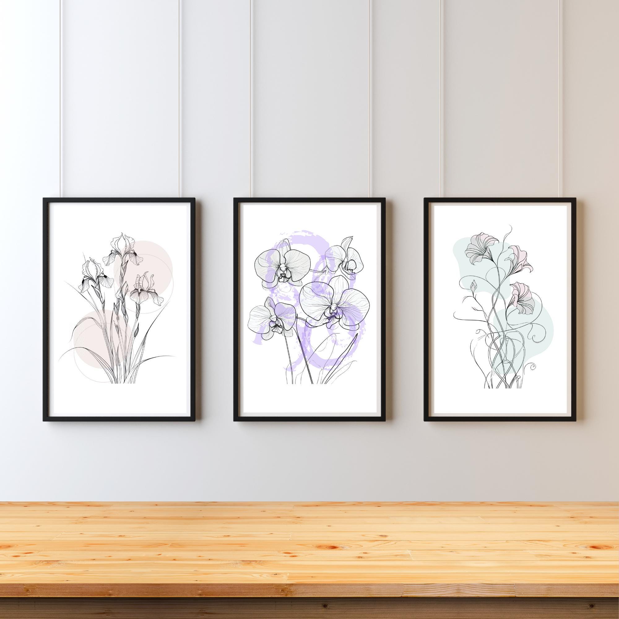 Minimalist Floral Line Art Print Set Wall Decor Modern Abstract Flower ...