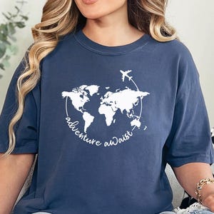 Adventure Awaits World Map Shirt: Travel Lover Gift