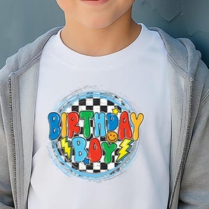 Birthday Boy Checkered Shirt: Retro Kids Party Tee