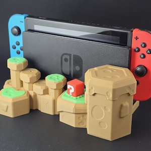 Switch-dockstandaard met Mario-thema: displaystandaard met opbergruimte voor gamekaarten | Leuk Nintendo-cadeau-idee en gamertafeldecoratie voor switchconsole