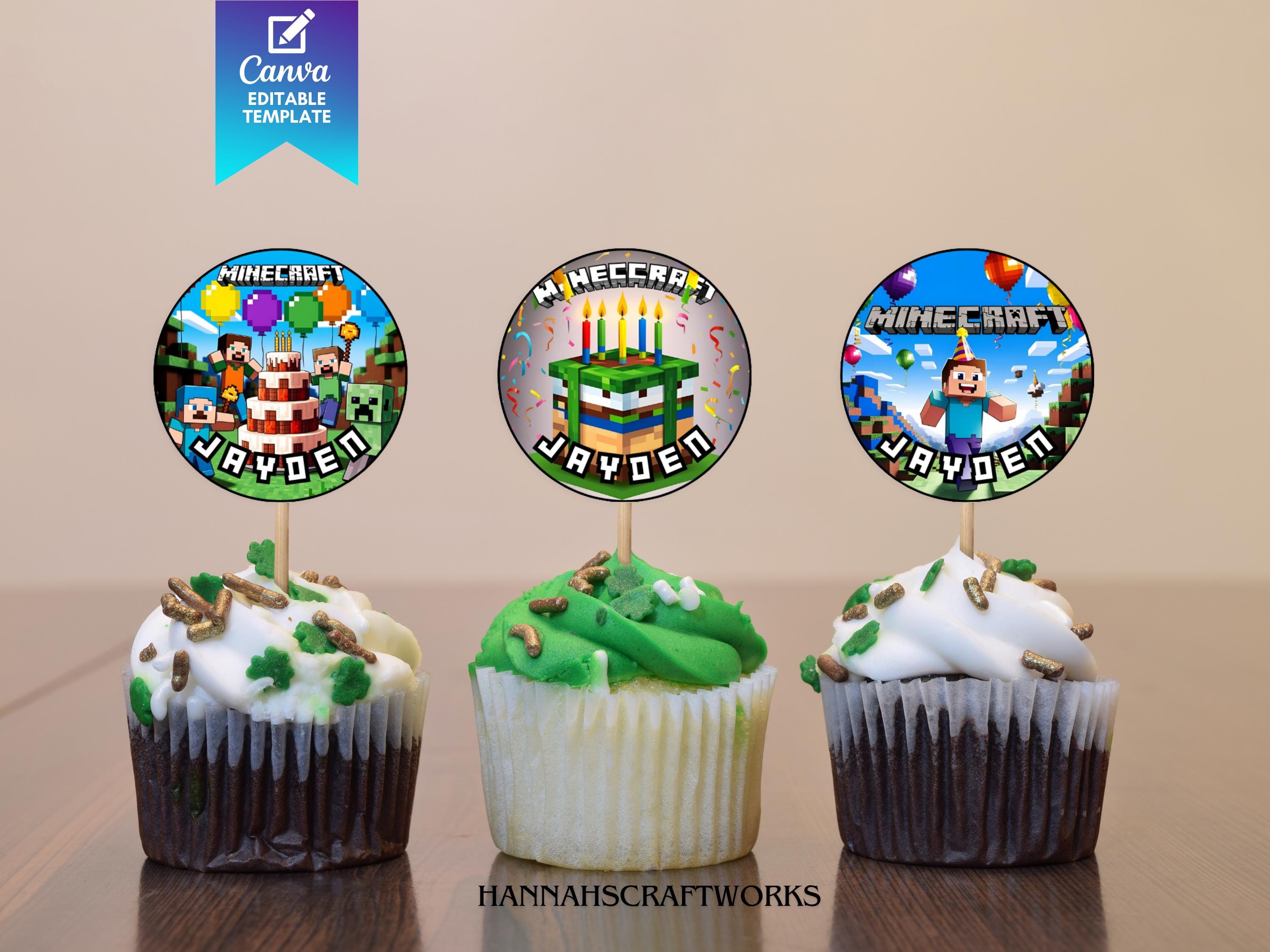 Minecraft-Inspired Cupcake Toppers