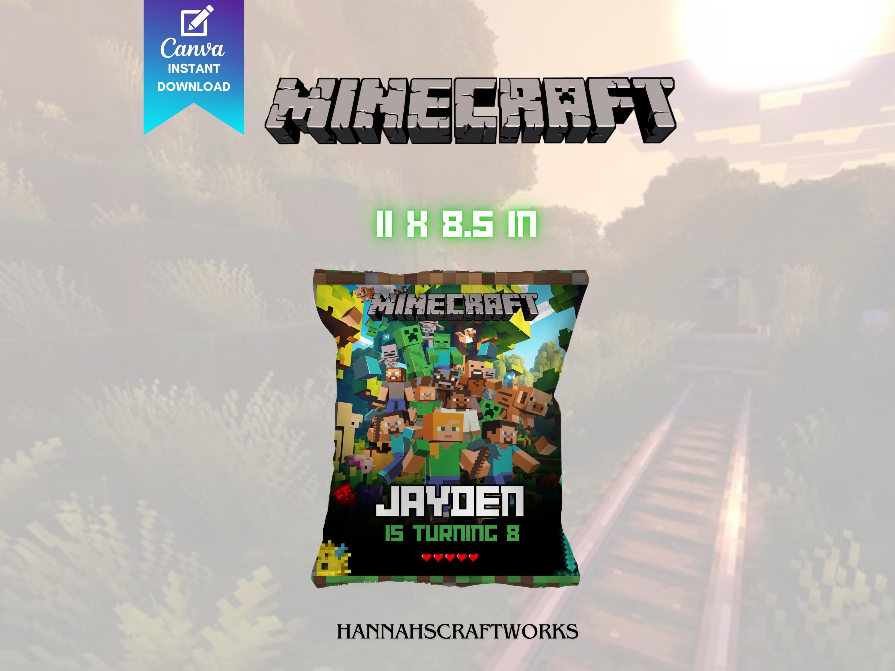 Editable Minecraft Chip Bag Label