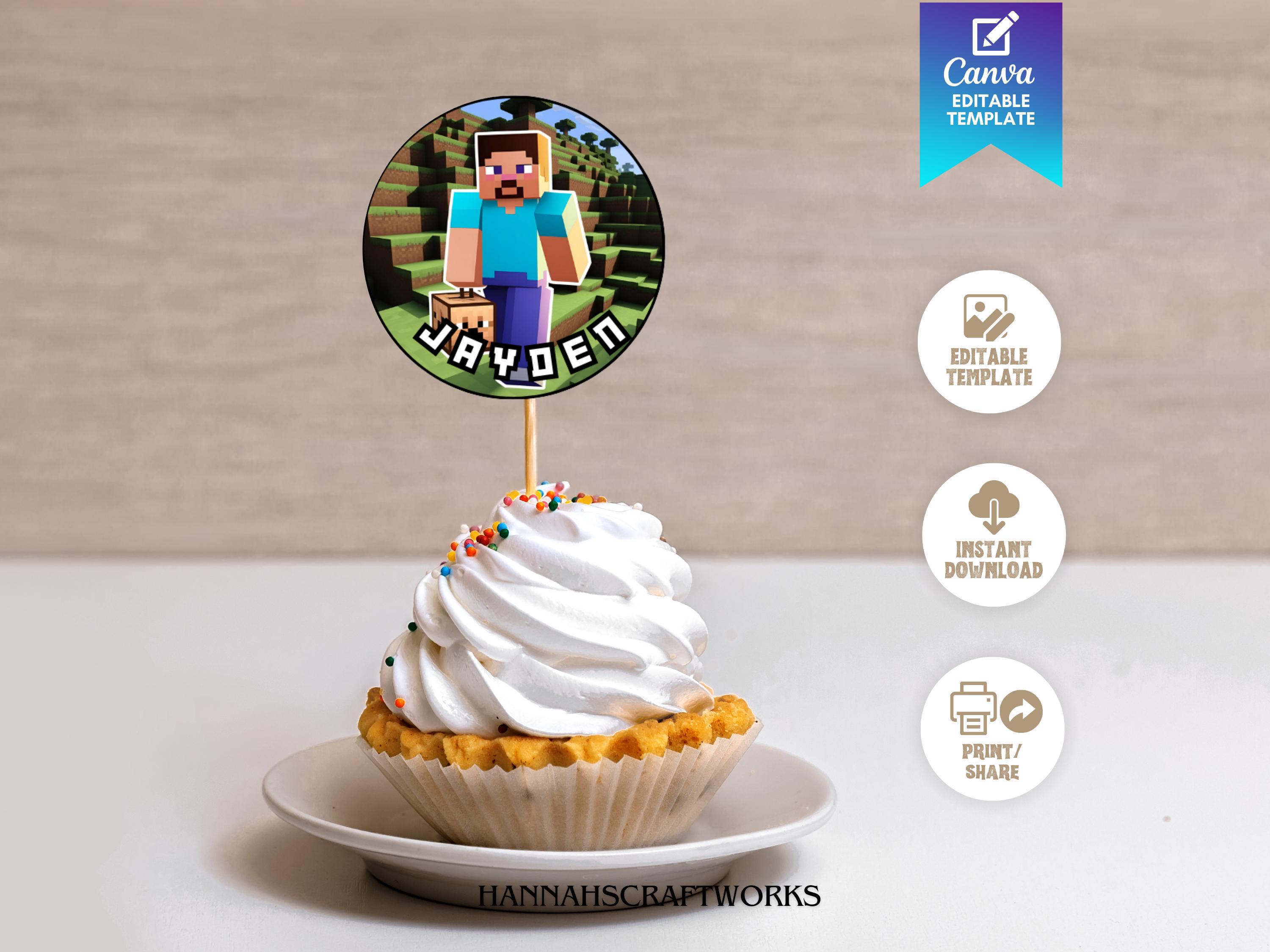 Minecraft-Inspired Cupcake Toppers