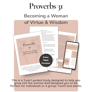 Proverbs 31 Bible Study for Women Virtue, Wisdom & the Fruit They Bear Printable Christian Study Guide  3 Part PDF Instant Download