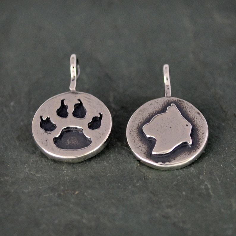 Sterling Silver Cat Charm Kitty Necklace Doubled Sided Charm Etsy