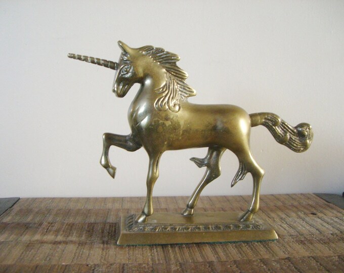 Vintage Brass Unicorn Statue Etsy