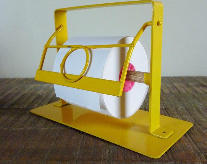 Vintage Yellow Metal Desktop Paper Roll Memo Holder Etsy