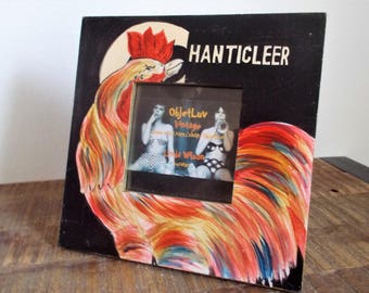 Vintage Hand Painted Square Chanticleer Rooster Picture Frame