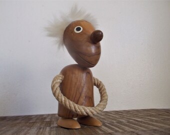 Vintage Danish Modern Oliv Art Spain Hans Bolling Wood and Rope Figurine