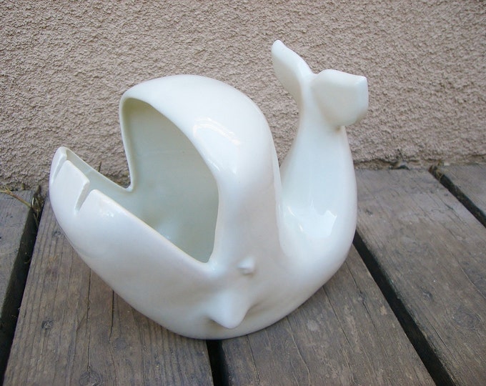 Vintage White Ceramic Whale Ashtray by Vohann Etsy