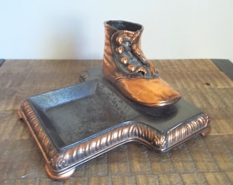 Vintage Bron-Shoe Co #84 Bronzed Baby Shoe Trinket / Change Dish / Ashtray