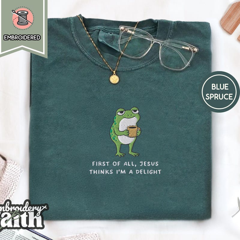 Jesus Frog Cute Jesus Embroidery 3 - Etsy