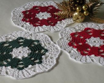 Set of  Christmas Decoration Handmade Crochet Doily Holiday Unique Handmade Lace Wall Decor Table Ornament Crochet for Sale