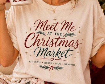 Comfort Colors®, Christmas Market T-Shirt, Vintage Christmas Graphic Tee, Retro Holiday Shirt