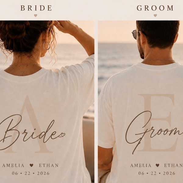 Custom Bride Groom Bachelorette Honeymoon Matching T-Shirts, Bride to be Shirts