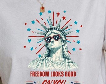 Camiseta patriótica con estampado de la Estatua de la Libertad, camiseta de la libertad del 4 de julio
