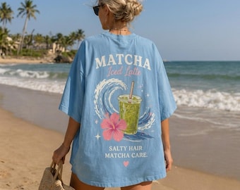 Camiseta Comfort Colors, Matcha Iced Latte, Camiseta de verano playera