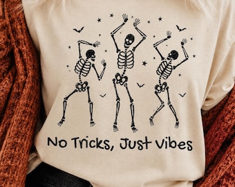 Comfort Colors®, Dancing Skeleton T-Shirt, Funny Halloween Shirt, Womens  Skeleton Graphic Tee