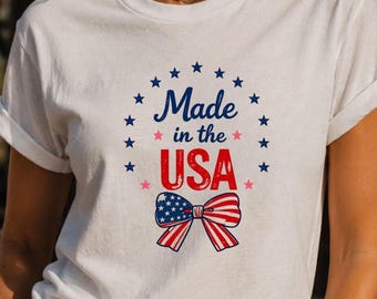 Camiseta gráfica patriótica fabricada en EE. UU., camiseta para el Día de la Independencia.
