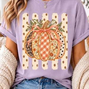 Comfort Colors®, Camisa de Calabaza Patchwork, Regalo Preppy de Calabaza para el Día de Acción de Gracias