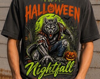Comfort Colors®, Vintage Werewolf Halloween Shirt, Retro Horror Graphic Tee, Dark Fantasy Monster Gift