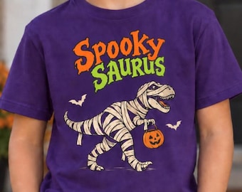 Mummy Dinosaur Halloween T-Shirt, Trick or Treat Shirt, Boys Halloween Tee