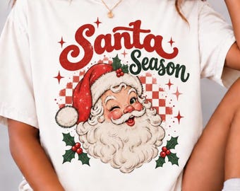 Comfort Colors®, Retro Santa T-Shirt, Classic Santa Claus Shirt,  Christmas Graphic