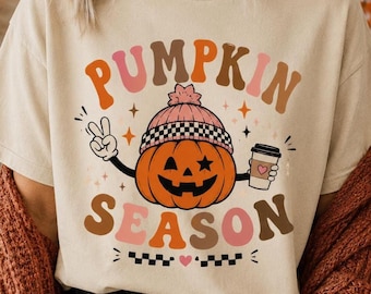 Comfort Colors®, Pumpkin Season T-Shirt, Vintage Jack O Lantern Spooky Halloween Shirt