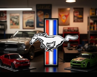 Lámpara de coche con logotipo de Ford Mustang, regulable mediante USB, ideal para decorar la cueva del hombre.