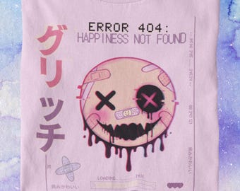 Error 404 T-Shirt - Menhera Yamikawaii Shirt - Pastel Goth Aesthetic - Glitchcore Clothing - Creepy Cute Shirt -