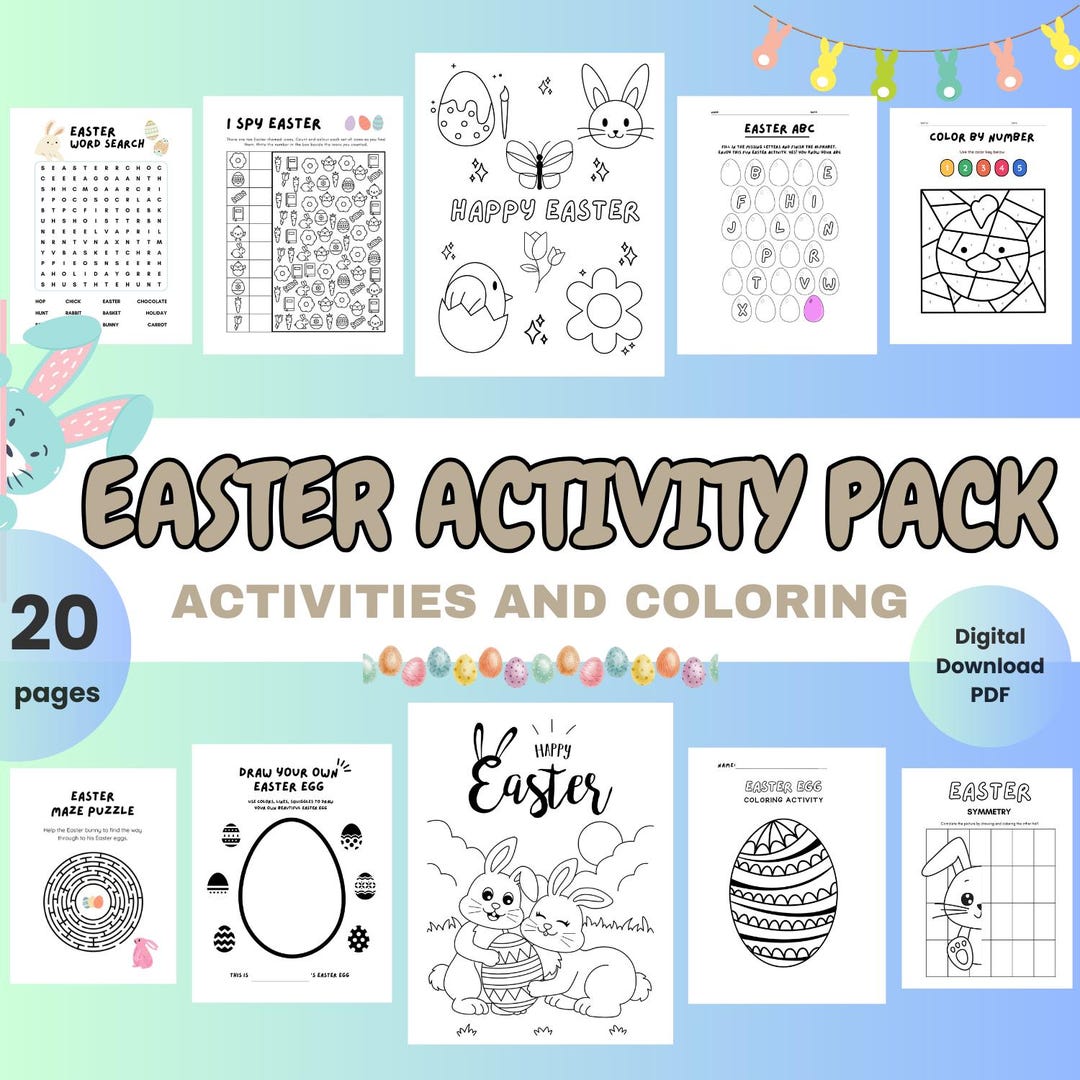 Easter Activity Pack: Coloring Pages, Maze, Word Search (digital ...
