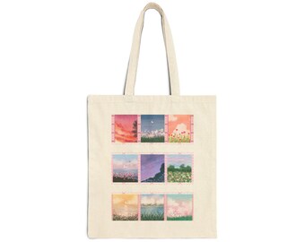 Nature-Inspired Cotton Canvas Tote Bag for Eco-Friendly Shopping, Great for Beach, Picnic, Gifts, or Everyday Use