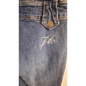 Y2K JLO by Jennifer Lopez Strapless Denim Jumpsuit Faux Fur Collar Retro 2000s image 7