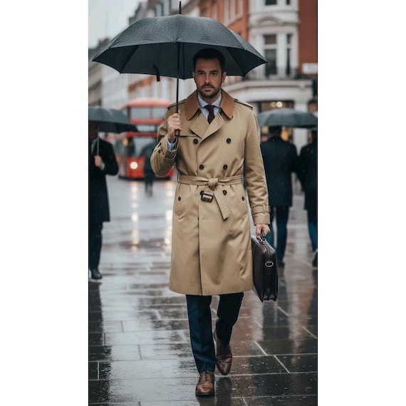 Burberry Trench Coat Men's 44R (50R US) Double Breasted Nova Check