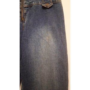 Y2K JLO by Jennifer Lopez Strapless Denim Jumpsuit Faux Fur Collar Retro 2000s image 10