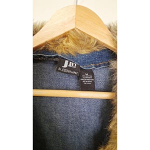 Y2K JLO by Jennifer Lopez Strapless Denim Jumpsuit Faux Fur Collar Retro 2000s image 5