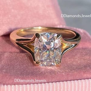 Bague en moissanite solitaire Old Mine Bague en moissanite taille ancienne européenne Bague en moissanite taille coussin de 2,00 Ct Bague en diamant antique bague de mariage