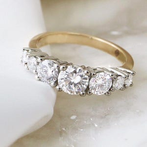 Seven Stone Moissanite Bridle Ring Round Cut Moissanite Ring 2.00 Ctw Cluster Round Wedding Ring Cluster Anniversary Women Engagement Ring