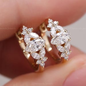 2.00 Ctw Cluster Fancy Diamond Ring Marquise Engagement Moissanite Women Ring Marquise Cut Moissanite Ring Anniversary Women Ring Gift