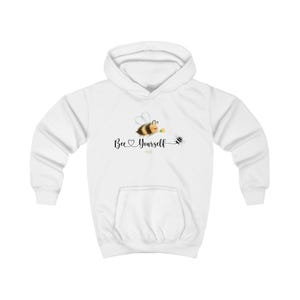 Bee Yourself Kids Hoodie, Kinder Pullover mit Bienenmotiv, Motivations Hoodie für Mädchen und Jungen, Süßer Unisex Sweater mit Spruch