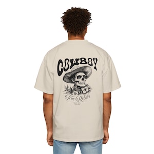 Oversized Cowboy Graphic Tee: Men&#39;s Casual Streetwear Shirt