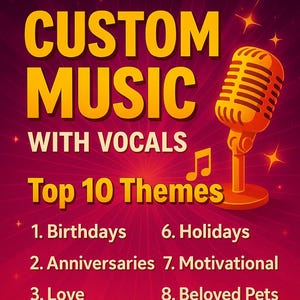 Create your own custom song with personalized lyrics & music. A unique MP3 gift for any occasion. Instant digital download!