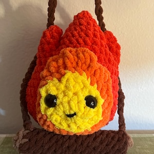 Digital Hanging Calcifer Pattern | Howl&#39;s Moving Castle Inspired Fan Art Crochet Plushie Pattern