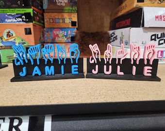 Custom ASL Nameplate: American Sign Language Desk Sign