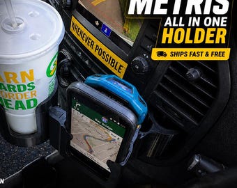 POST OFFICE METRIS All-In-One | Phone & Scanner Mount plus Cup Holder | Combo for Metris only, Secure Dashboard Organizer, Ships Fast n Free