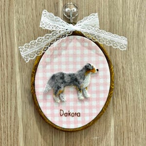 Custom Needle - Felted Dog Portrait in Embroide Hoop - Personalized Wool Pet Art - Pet Lover Gift, Nursery Wall Hanging - Pet Gift